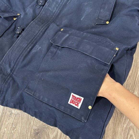VTG Tough Duck Down Filled Work Jacket Mens 2XL Long Canvas Corduroy Collar Coat - Picture 5 of 16